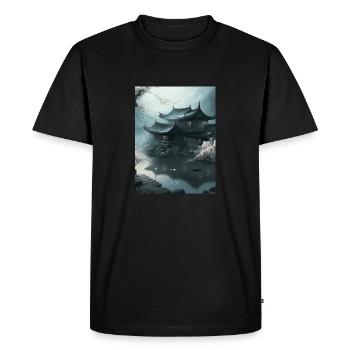 Beautiful of Japanese Lotus Blossom White - Men's Premium Organic T-Shirt - black - Front - Nico (187cm)