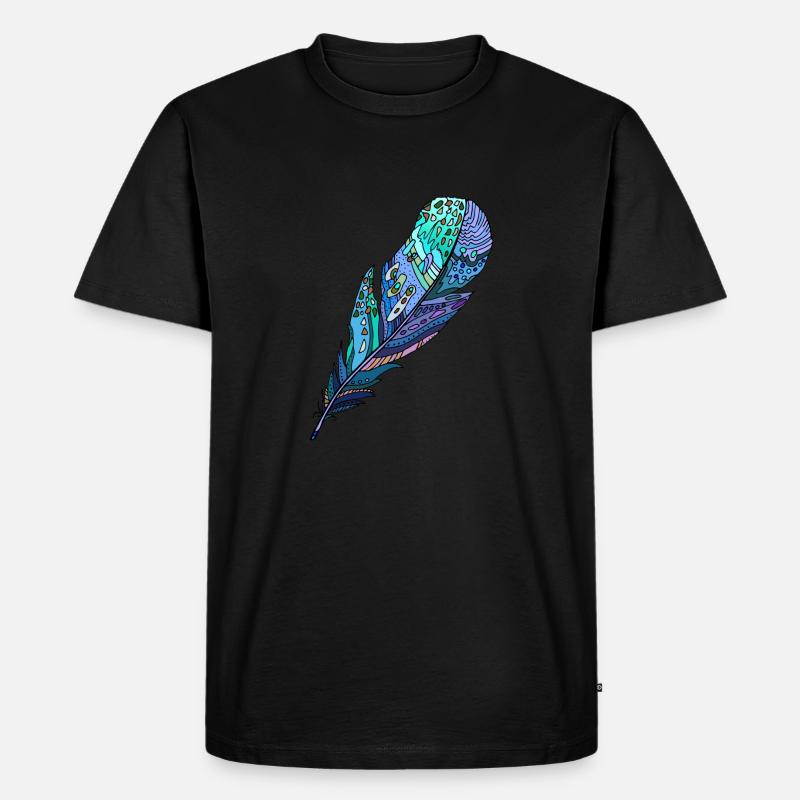 Feder - Männer Premium Bio T-Shirt - Schwarz