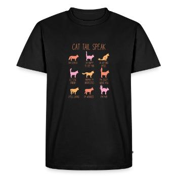 Cat Tail Speak - Men's Premium Organic T-Shirt - black - Front - Nico (187cm)