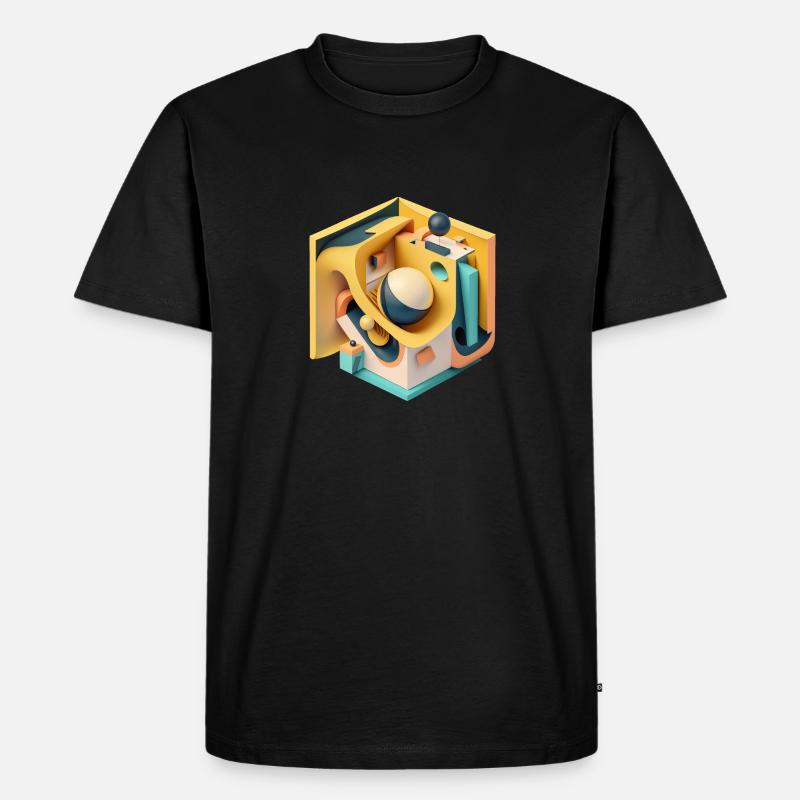 3D - Männer Premium Bio T-Shirt - Schwarz