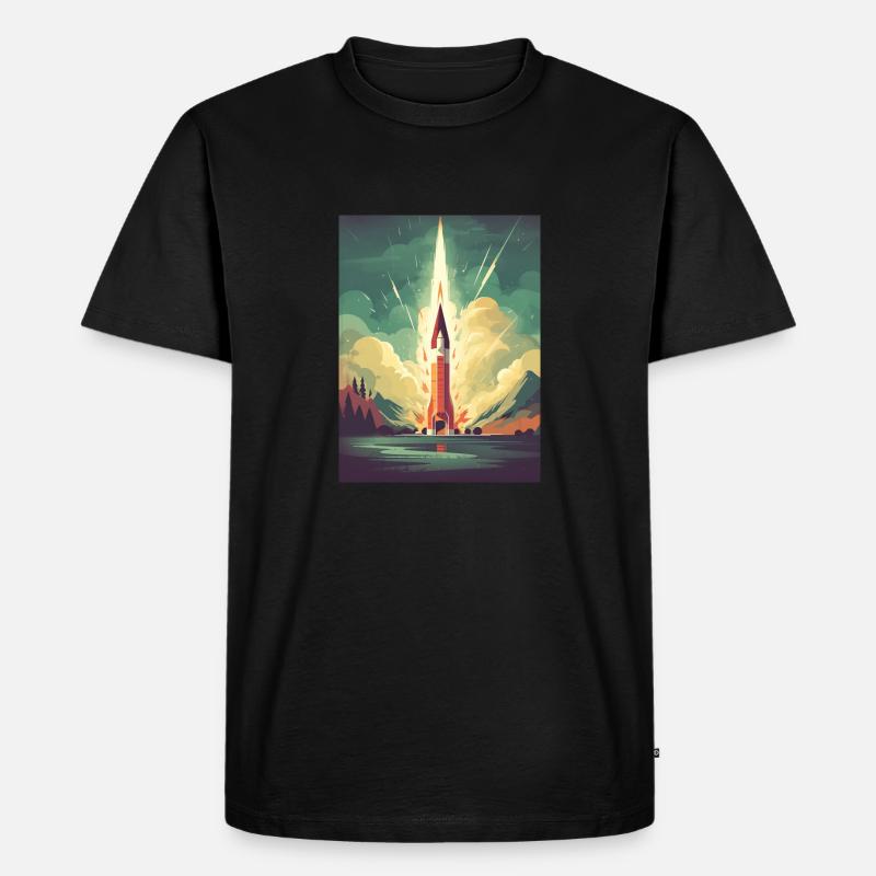 Rocket Launch - Männer Premium Bio T-Shirt - Schwarz