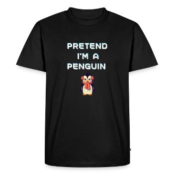 "Pretend I'm a Penguin" T-Shirt: Dive into Icy Adv - Men's Premium Organic T-Shirt - black - Front - Nico (187cm)