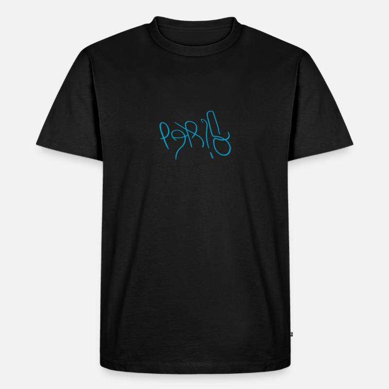 Hellblauer Paris Sticker - Männer Premium Bio T-Shirt - Schwarz