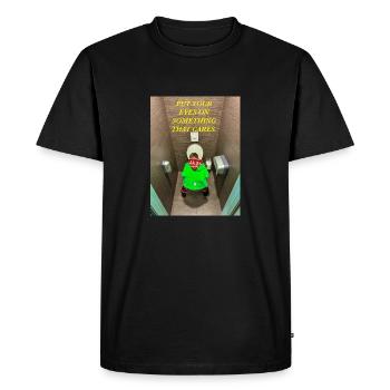 Mettez vos yeux sur quelque chose qui compte. - T-shirt Premium bio Homme - noir - Devant - Nico (187cm)