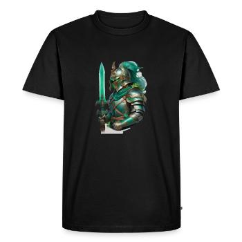 Armored knight dressed in bright green - Men's Premium Organic T-Shirt - black - Front - Nico (187cm)