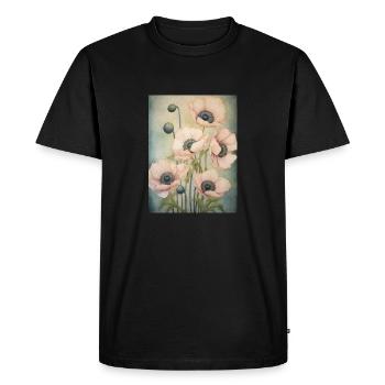 Poppies 40 - Men's Premium Organic T-Shirt - black - Front - Nico (187cm)