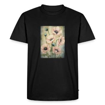 Poppies 38 - Men's Premium Organic T-Shirt - black - Front - Nico (187cm)