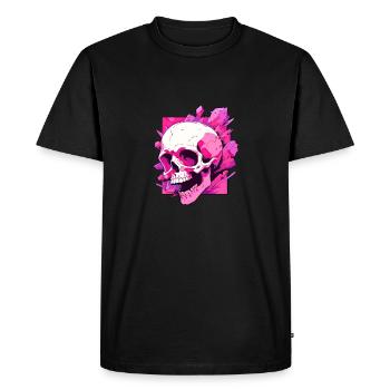 pink skull - Men's Premium Organic T-Shirt - black - Front - Nico (187cm)