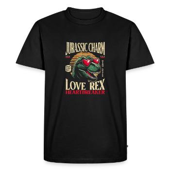 Breloque T-Rex Dinosaure Heartbreaker - T-shirt Premium bio Homme - noir - Devant - Nico (187cm)