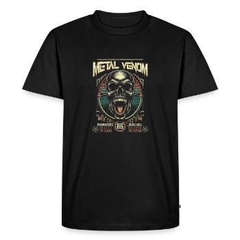 Venomous Metal Menacing Skull Old Black Lover - Men's Premium Organic T-Shirt - black - Front - Nico (187cm)