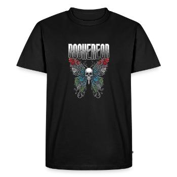Vibrant Skull & Butterfly Ethereal Wings - Men's Premium Organic T-Shirt - black - Front - Nico (187cm)