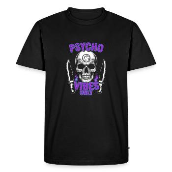 Psycho Vibes Only Skull Design Bold Purple & Black - Men's Premium Organic T-Shirt - black - Front - Nico (187cm)