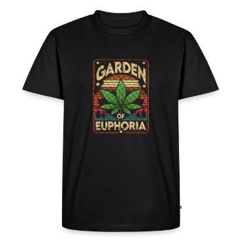 Garden of Euphoria Retro Cannabis Leaf and stars - Men's Premium Organic T-Shirt - black - Front - Nico (187cm)