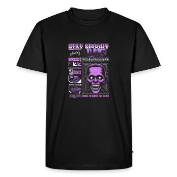 Restez Spooky Ghost Blanc & Lilas Saison d’Halloween - T-shirt Premium bio Homme - noir - Devant - Nico (187cm)