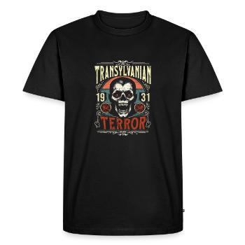 Transylvanie Terreur Vintage Squelette Dracula - T-shirt Premium bio Homme - noir - Devant - Nico (187cm)