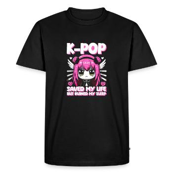Kawaii K-Pop Saved My Life, Ruined My Sleep - Men's Premium Organic T-Shirt - black - Front - Nico (187cm)