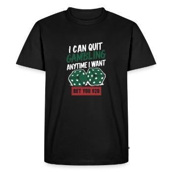 Funny Betting Quote – $20 Stake - Men's Premium Organic T-Shirt - black - Front - Nico (187cm)