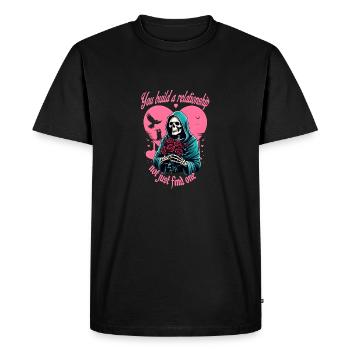 Building a Relationship – Skeleton Theme - Men's Premium Organic T-Shirt - black - Front - Nico (187cm)