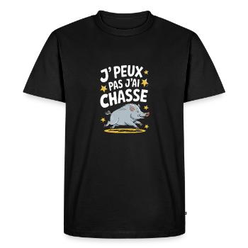 J'peux pas j'ai chasse - T-shirt Premium bio Homme - noir - Devant - Nico (187cm)