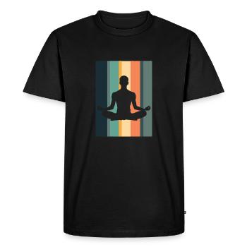 Méditation Yoga Respiration - T-shirt Premium bio Homme - noir - Devant - Nico (187cm)