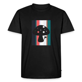 Cueillette végétarienne de champignons à spores - T-shirt Premium bio Homme - noir - Devant - Nico (187cm)
