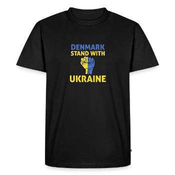 Denmark Ukraine - I support Ukraine - Men's Premium Organic T-Shirt - black - Front - Nico (187cm)