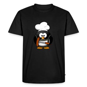 Pingouin bouillant avec de la saucisse. Idée de cadeau - T-shirt Premium bio Homme - noir - Devant - Nico (187cm)