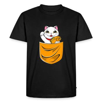 Porte-bonheur Maneki Neko Japon - T-shirt Premium bio Homme - noir - Devant - Nico (187cm)