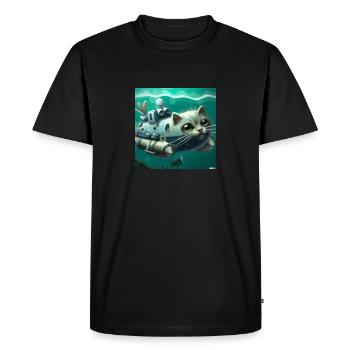 Cat submarine - Men's Premium Organic T-Shirt - black - Front - Nico (187cm)