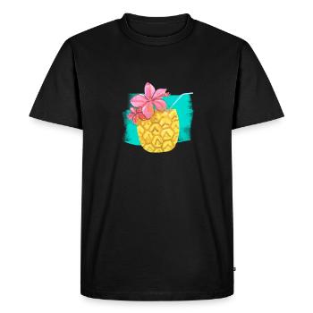 Sensations d’été à l’ananas - T-shirt Premium bio Homme - noir - Devant - Nico (187cm)