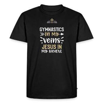 Gymnastics In My Veins Jesus In... - Men's Premium Organic T-Shirt - black - Front - Nico (187cm)