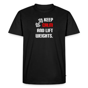 Keep calm & lift weights - Men's Premium Organic T-Shirt - black - Front - Nico (187cm)