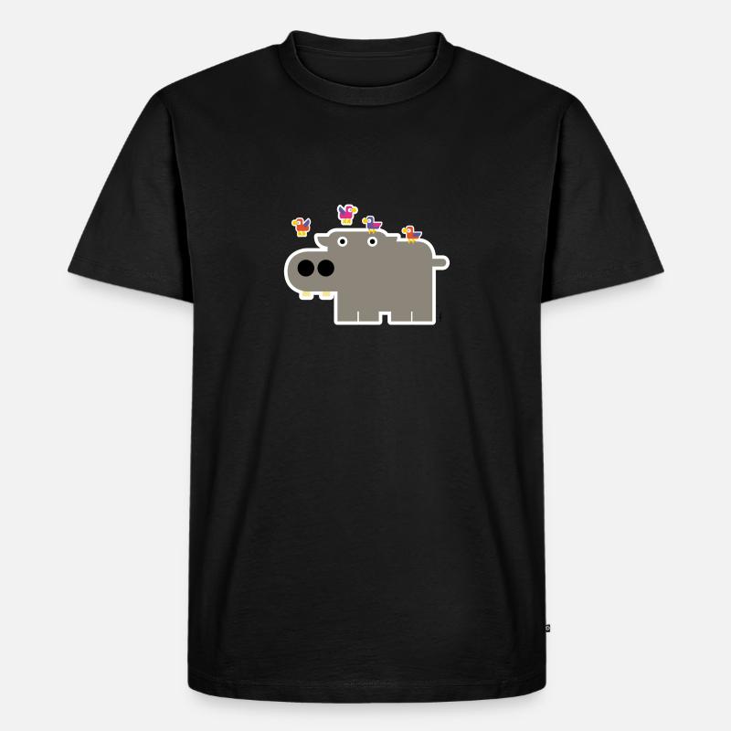 Nilpferd - Männer Premium Bio T-Shirt - Schwarz