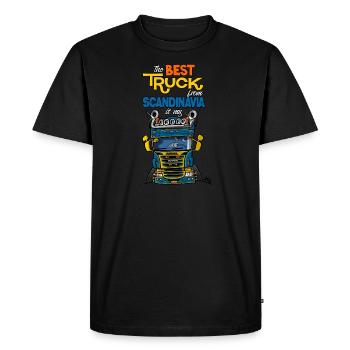 323 camion Suède - T-shirt Premium bio Homme - noir - Devant - Nico (187cm)