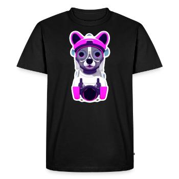chien pilote d'un vaisseau dans l'espace - T-shirt Premium bio Homme - noir - Devant - Nico (187cm)
