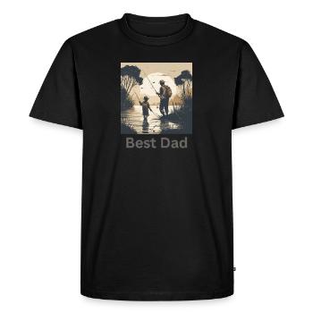 Fishing trip with dad - Father's Day - ApriNoeScor - Men's Premium Organic T-Shirt - black - Front - Nico (187cm)