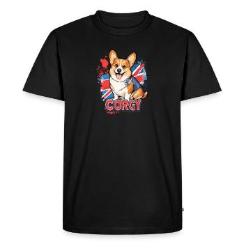 Corgy Union Jack Drapeau Royaume-Uni Angleterre Chien - T-shirt Premium bio Homme - noir - Devant - Nico (187cm)