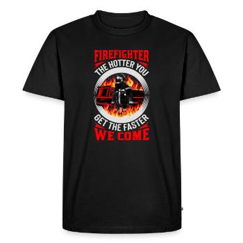 Héros pompier dans un cercle de flammes - T-shirt Premium bio Homme - noir - Devant - Nico (187cm)