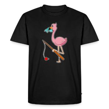 Pêche au poisson pêcheur flamant rose - T-shirt Premium bio Homme - noir - Devant - Nico (187cm)