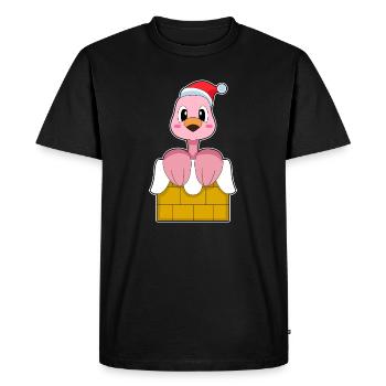 Chapeau de Noël flamant rose - T-shirt Premium bio Homme - noir - Devant - Nico (187cm)