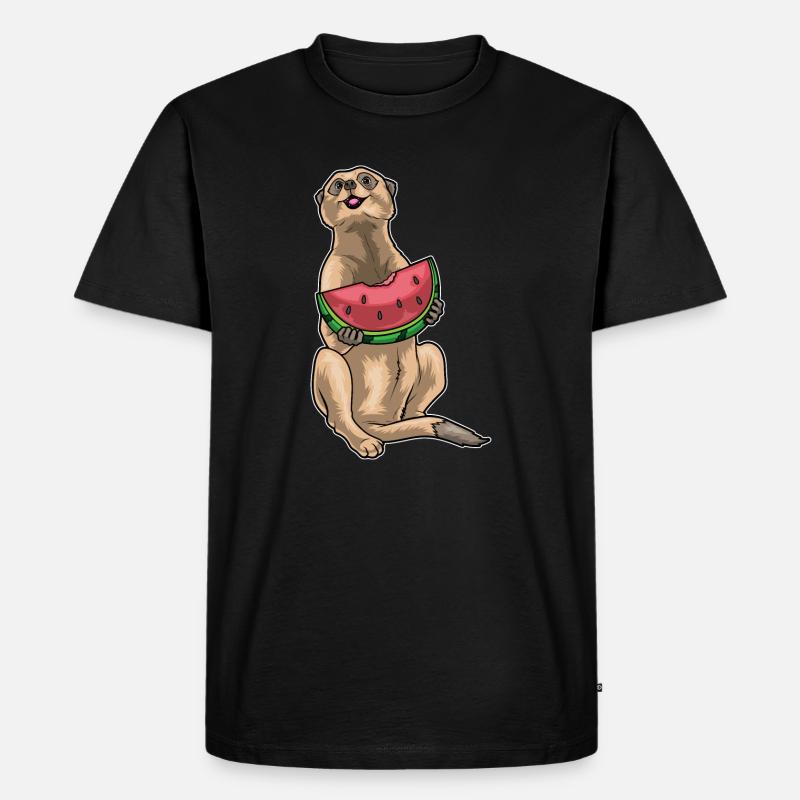 Erdmännchen Wassermelone - Männer Premium Bio T-Shirt - Schwarz