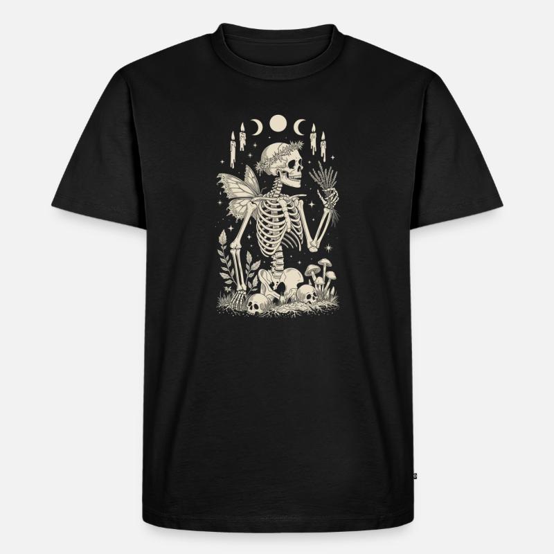 Gothic Skelett Fee mit Mondphasen - Männer Premium Bio T-Shirt - Schwarz
