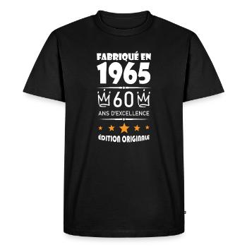 Fabriqué En 1965 Né En 1965 60 Ans Anniversaire - T-shirt Premium bio Homme - noir - Devant - Nico (187cm)