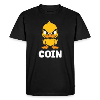 Caneton furieux COIN imprimé - T-shirt Premium bio Homme - noir - Devant - Nico (187cm)