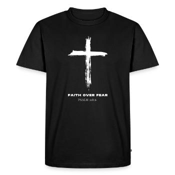 Faith over fear - Psalm 118:6 - Cross - Christian - Men's Premium Organic T-Shirt - black - Front - Nico (187cm)