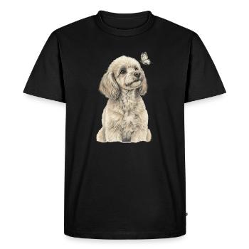Caniche avec chien papillon Goldendoodle - T-shirt Premium bio Homme - noir - Devant - Nico (187cm)