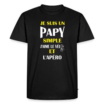 Je suis un papy simple j'aime le vélo et l'apéro - T-shirt Premium bio Homme - noir - Devant - Nico (187cm)