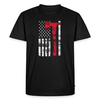 Fireman Axe – Fire Department Patriot Firefighter - Men's Premium Organic T-Shirt - black - Front - Nico (187cm)