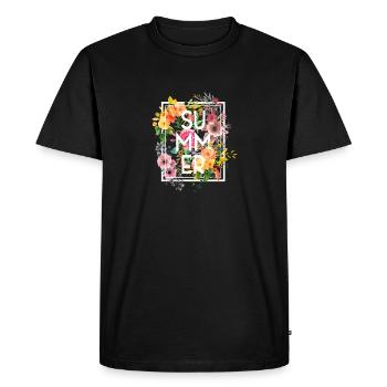 Été fleur - T-shirt Premium bio Homme - noir - Devant - Nico (187cm)