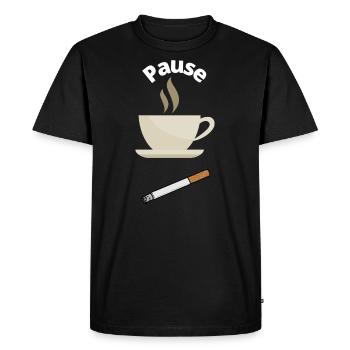 Pause café et cigarette - T-shirt Premium bio Homme - noir - Devant - Nico (187cm)